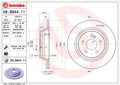 08B84411 BREMBO Тормозной диск