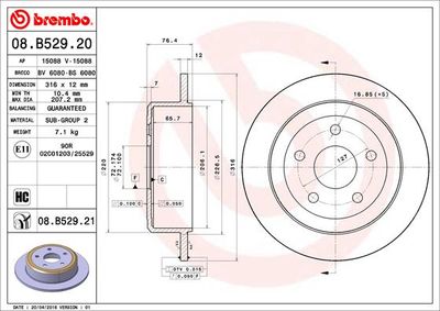 08B52921 BREMBO Тормозной диск