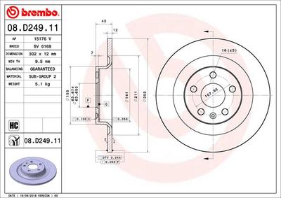 08D24911 BREMBO Тормозной диск