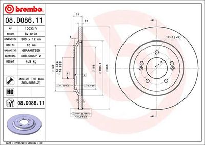 08D08611 BREMBO Тормозной диск