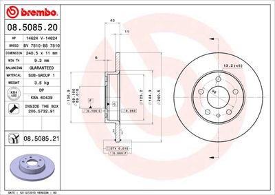 08508520 BREMBO Тормозной диск