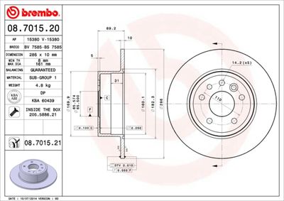 08701520 BREMBO Тормозной диск