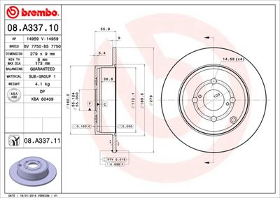 08A33711 BREMBO Тормозной диск