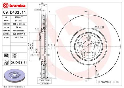 09D43311 BREMBO Тормозной диск