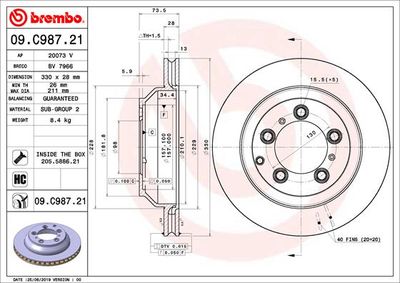 09C98721 BREMBO Тормозной диск