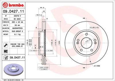 09D42711 BREMBO Тормозной диск