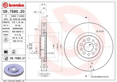 09768021 BREMBO Тормозной диск