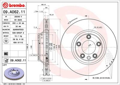 09A06211 BREMBO Тормозной диск