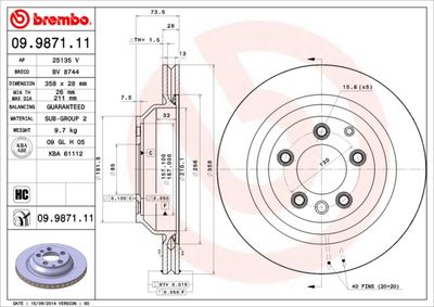 09987111 BREMBO Тормозной диск