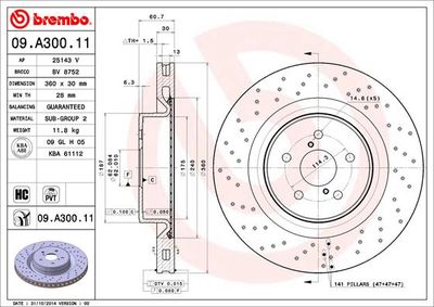 09A30011 BREMBO Тормозной диск