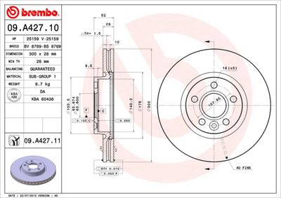 09A42711 BREMBO Тормозной диск