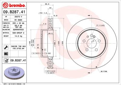 09B28741 BREMBO Тормозной диск