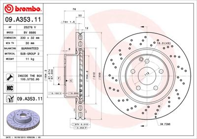 09A35311 BREMBO Тормозной диск