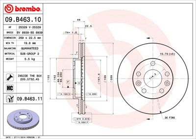 09B46310 BREMBO Тормозной диск