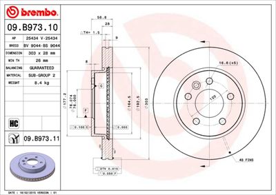 09B97311 BREMBO Тормозной диск