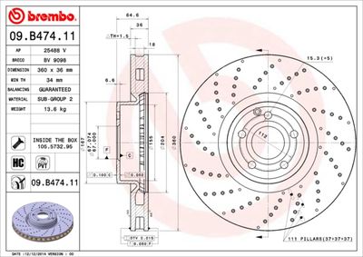 09B47411 BREMBO Тормозной диск