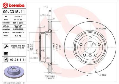 09C31511 BREMBO Тормозной диск