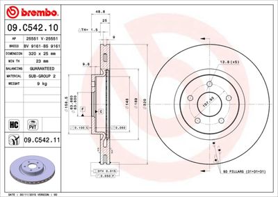 09C54211 BREMBO Тормозной диск