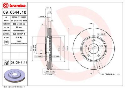 09C54411 BREMBO Тормозной диск