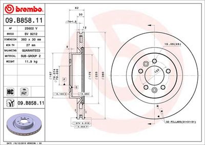 09B85811 BREMBO Тормозной диск