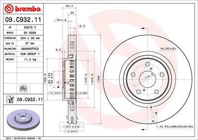 09C93211 BREMBO Тормозной диск