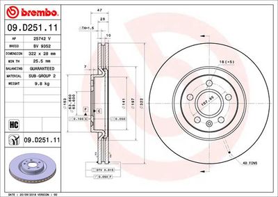 09D25111 BREMBO Тормозной диск