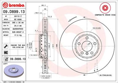 09D89913 BREMBO Тормозной диск