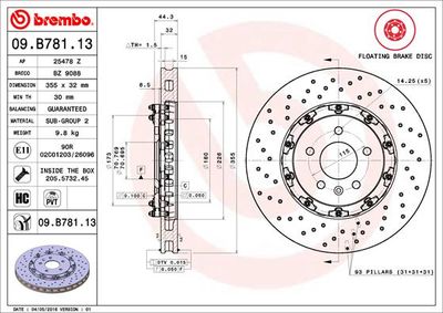 09B78113 BREMBO Тормозной диск