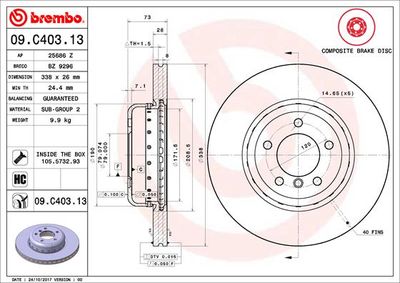 09C40313 BREMBO Тормозной диск