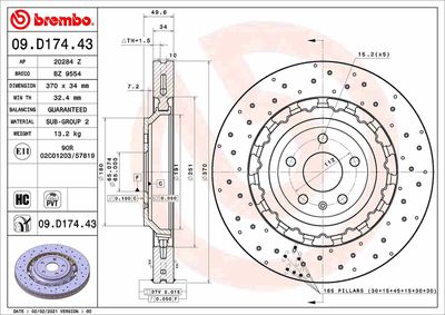 09D17443 BREMBO Тормозной диск