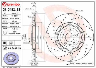 09D48233 BREMBO Тормозной диск