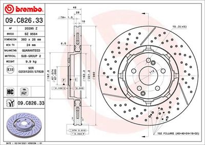 09C82633 BREMBO Тормозной диск