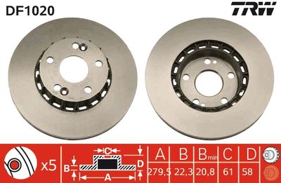 DF1020 TRW Тормозной диск