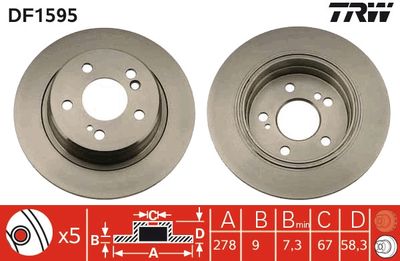 DF1595 TRW Тормозной диск