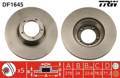 DF1645 TRW Тормозной диск