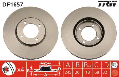 DF1657 TRW Тормозной диск