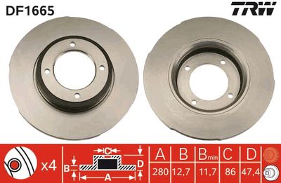 DF1665 TRW Тормозной диск