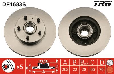 DF1683S TRW Тормозной диск