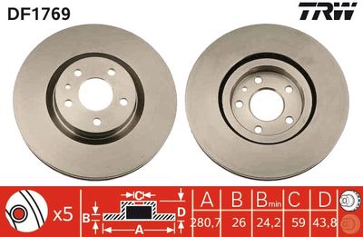 DF1769 TRW Тормозной диск
