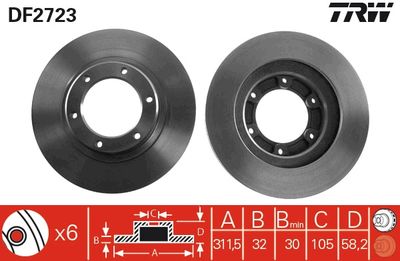 DF2723 TRW Тормозной диск