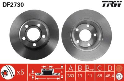 DF2730 TRW Тормозной диск