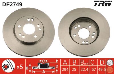 DF2749 TRW Тормозной диск