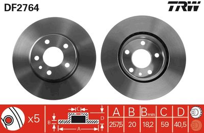 DF2764 TRW Тормозной диск