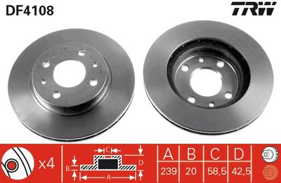 DF4108 TRW Тормозной диск