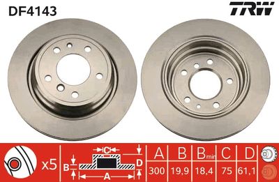 DF4143 TRW Тормозной диск