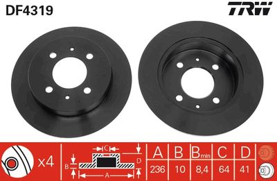 DF4319 TRW Тормозной диск