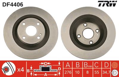 DF4406 TRW Тормозной диск
