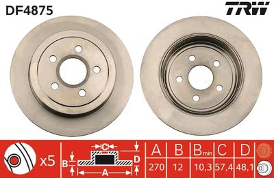 DF4875 TRW Тормозной диск