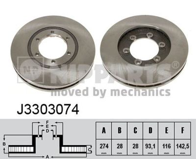 J3303074 NIPPARTS Тормозной диск