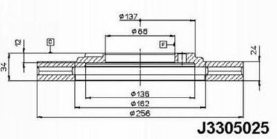 J3305025 NIPPARTS Тормозной диск